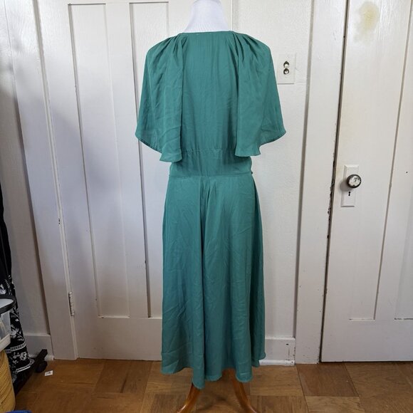 Chelsea28 Dress L Large Dark Green Short Flutter Sleeve Midi Festive Party - Picture 5 of 10